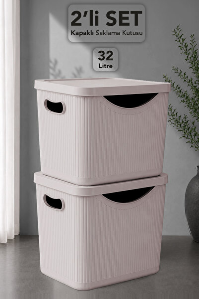 Meleni Home 2-Piece Multi-Purpose Storage Box - Decorative In-Cabinet Organiz...