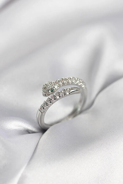 Generic Brand Snake Model Silver Color Zircon Stone Women's Ring