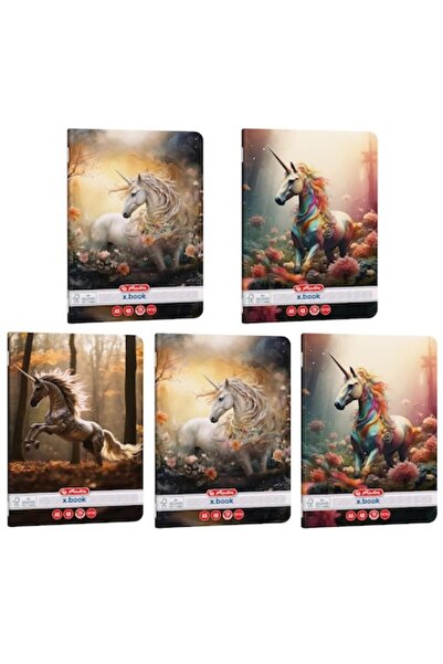 Herlitz Set 5 caiete A5, 48 de foi, hârtie de 70 g/mp, matematică, unicorn
