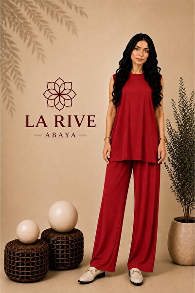 La Rive Luxury La Rive Abaya Set - Ruby Red