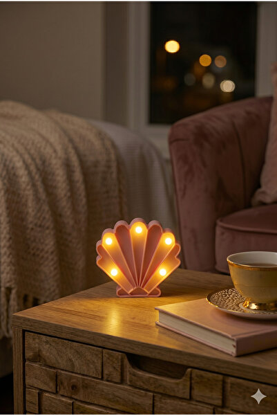 Homerest Bohem Deniz Kabuğu Led Gece Lambası Pilli Çocuk Bebek Odası Işıklı D...