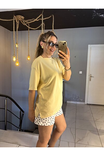 Gözde Tasarım Butik Women's Butter Yellow Circular Necklace Collar Basic Cott...