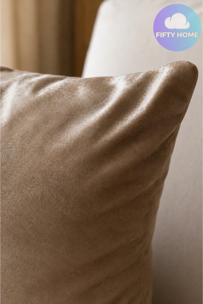 Fifty Home 1 Piece Cushion Cover 47X47 cm with Zipper in Mink Gold Metallic Color