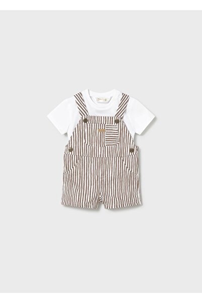 MAYORAL Baby Boy Brown Striped Salopet