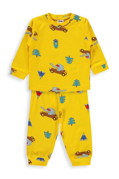 Civil Baby Arabalı ve Filli 6-18 Ay Pijama Takımı - Sarı
