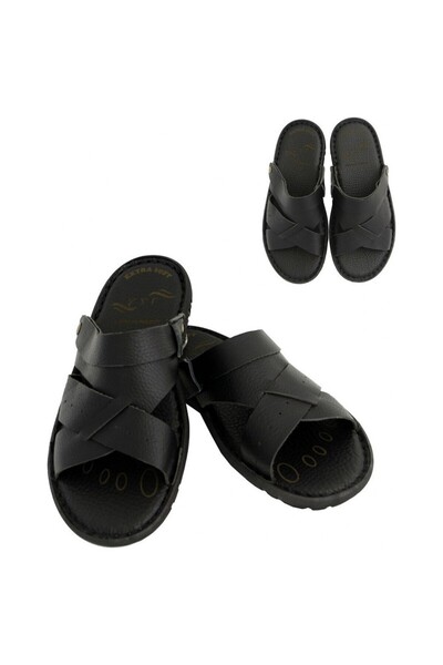 BERAT Leather Sandals - Slippers - for Hajj - for Umrah - Black Color - Size ...