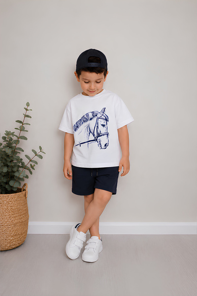 Belya Kids Wear Boy's Oversize T-Shirt Bottom 2 Thread Shorts Premium Quality...