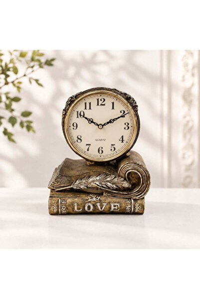 Vivendo Ceas de masa decorativ vintage pentru living dormitor birou 22 x 16 cm