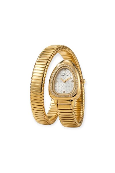 Emiter Imiter Women's Luxury Watch with White Dial and Gold Flexible Bracelet