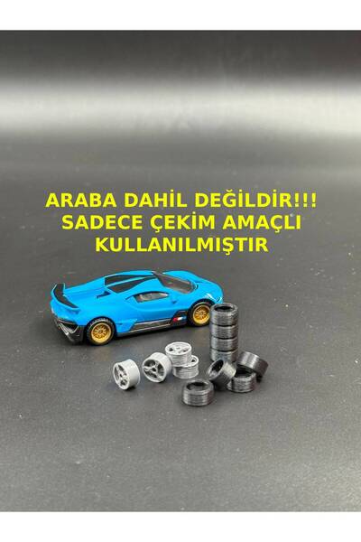 3D Atelier 1:64 Ölçekli Diecast Model Araç Garaj Seti (9 Parça Jant ve Lastik)