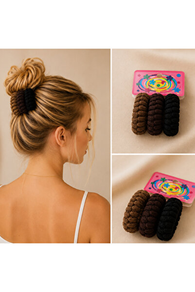 Trend Mix Kids 3-Piece Towel Knit Hair Clip Set Colorful Soft Scrunchie Rubbe...