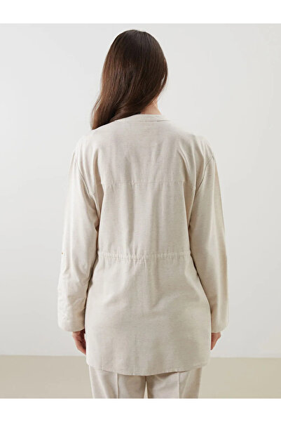 LC Waikiki Beige Crew Neck Linen Blend Women's Tunic