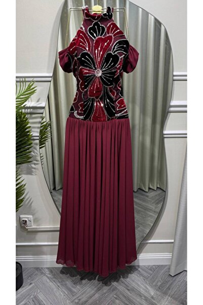 Mar style Women's Oudiyi Floral Embroidered Sequin Midi Dress