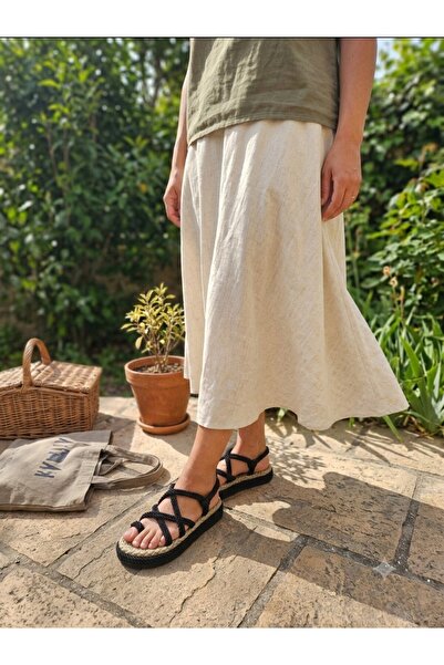 MERİSER Women's Straw Detailed Lightweight Flip-Flop Sandals