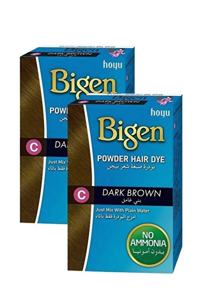 BİGEN 2 Pieces Hair Dye Powder Dark Brown with Regular Water Without Ammonia ...
