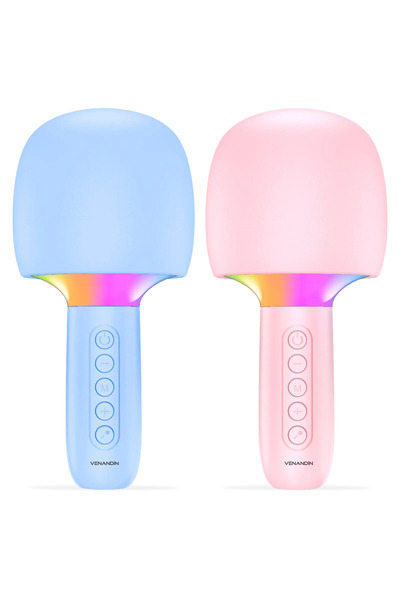 Venandin GlowMic Kablosuz Karaoke Mikrofon | RGB Işıklı | 5W Hoparlör | DSP G...