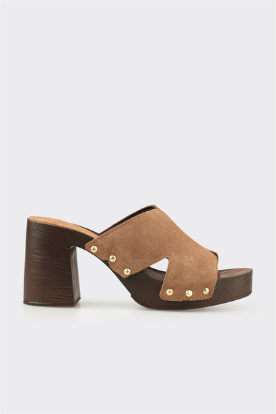 Elle Shoes Taba Deri Kadın Terlik