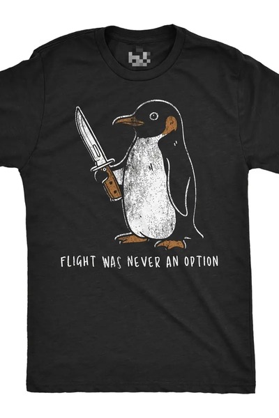 LİNA06 Men's Funny Penguin T-Shirt "Flying Was Never an Option" Sarcastic Gra...