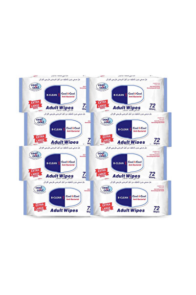 COOL & COOL Adult Cleaning Wipes Extra Large 72 Sheets (Pack of 8) Premium Th...