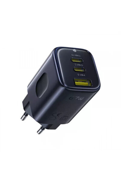 Baseus Incarcator Retea PicoGo AE11, 67W, 1 x USB-A - 2 x USB-C, Negru E0121200