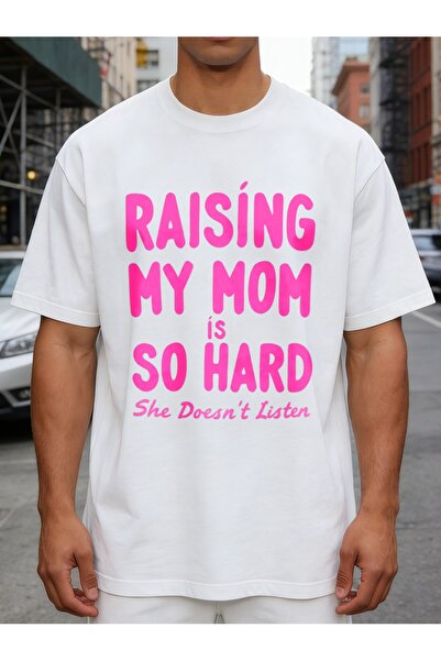 LİNA06 Humor Men's T-Shirt Raising My Mom Is So Hard She Doesn't Listen Graph...