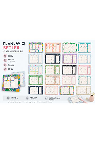 Ceren Haftalık Planlayıcı ve Yapışkan Not Kağıdı Seti Masaüstü Organizer Günl...