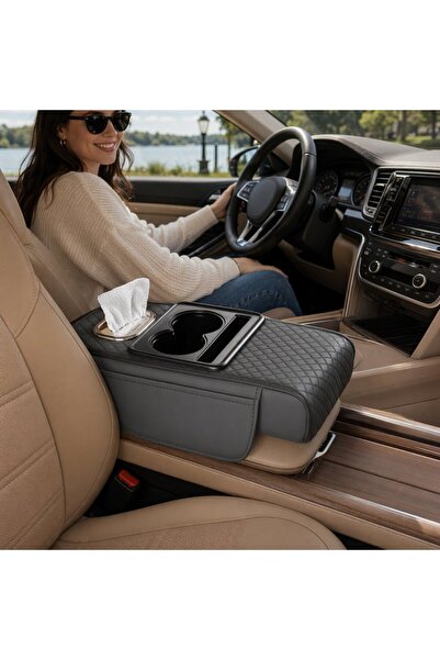 Generic 1 Leather Car Armrest Cover Console Cushion Cup Holder Storage Anti S...
