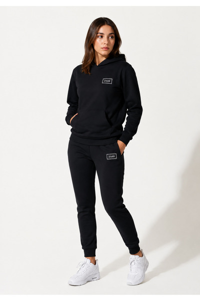 ZAAS Onyx Black Sustainable Hoodie & Pants Travel Set