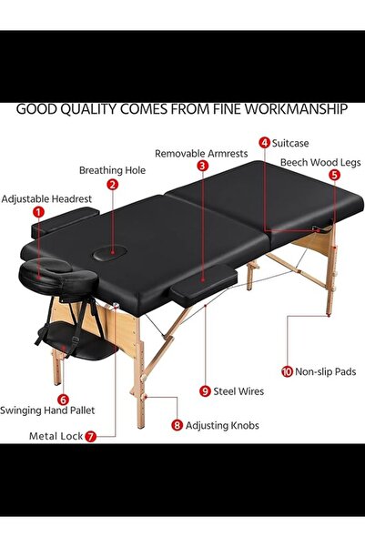 MESHIDA BestMassage Table Portable Bed Spa 73 Inches Long 28 Inchs Wide Hight Adjustable 2 Folding Facial Cradle Salon W/Carry Case