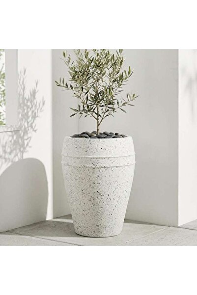 PAN HOME Balsam Cement Terrazo Textured Planter 54x54x68cm - White