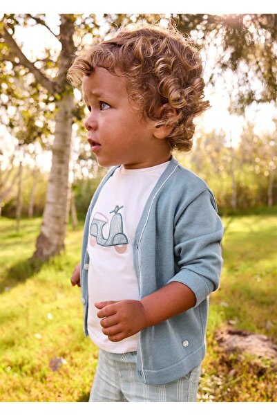 MAYORAL Baby Boy V-Neck Knitted Cardigan Ocean Green 1310