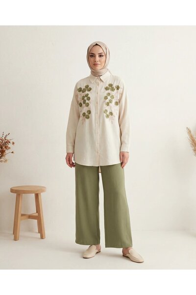 BURRASCA Oversize Linen Set with Embroidered Stones