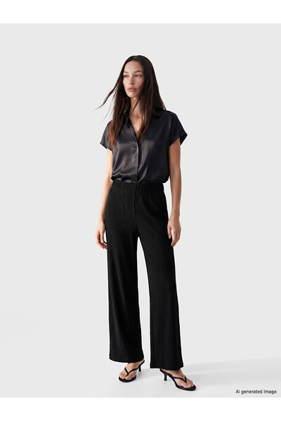LC Waikiki Peak New Season Elastic Waist Textured Women's Trousers