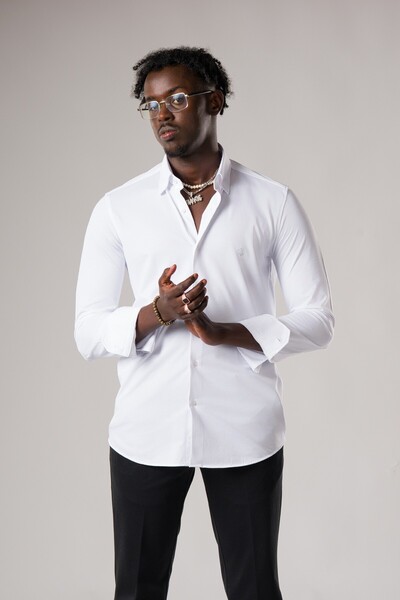 Paul Martin Regular Fit Cotton Hidden Collar Buttoned Stretch Fabric Summer S...