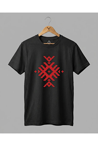 Geleneksel Türk Motifi Baskılı Unisex Tişört | Etnik Desen Temalı T-Shirt