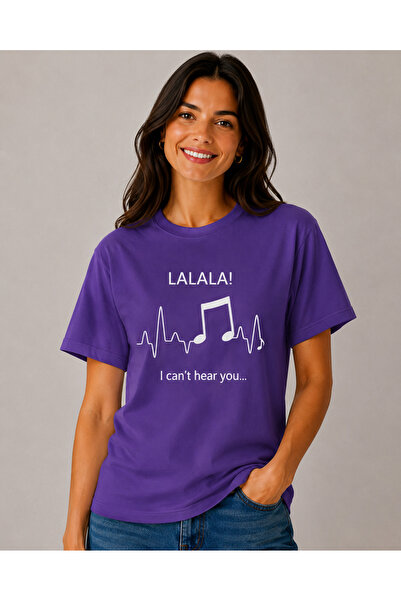 VODEXA Unisex Oversize T-Shirt La La La Printed 100% Cotton T-Shirt Comfortab...