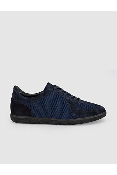 Cabani Genuine Leather Navy Blue Men's Casual Sneaker Shoes