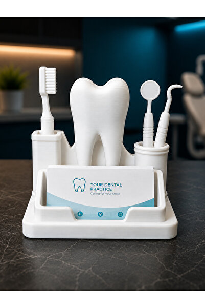 Generic Brand Dentist Themed 3D Printed Business Card Holder and Desktop Orga...