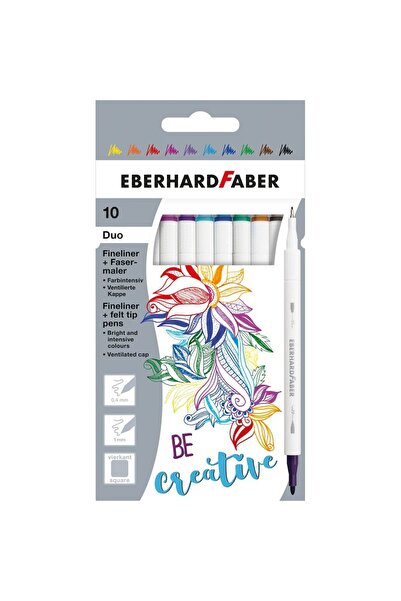 Faber Castell Markere 10 Culori 2 Vârfuri (Marker+Liner) EBERHARD FABER