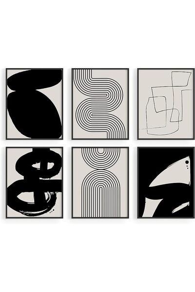 ESSESORIES Black Abstract 6 Modern Abstract Black Gray Aesthetic Poster Wall ...
