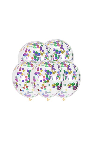 MP Mirific Party Set de 5 baloane transparente cu confetti multicolor, 35 cm
