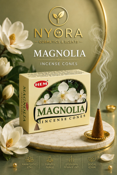 Hem Marka Magnolia Manolya Çiçeği 10 Adet Konik Tütsü