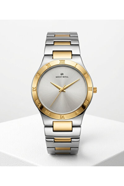 MOUNT ROYAL Mont Royal Men's Watch Steel Case in Mixed Silver and Gold with G...
