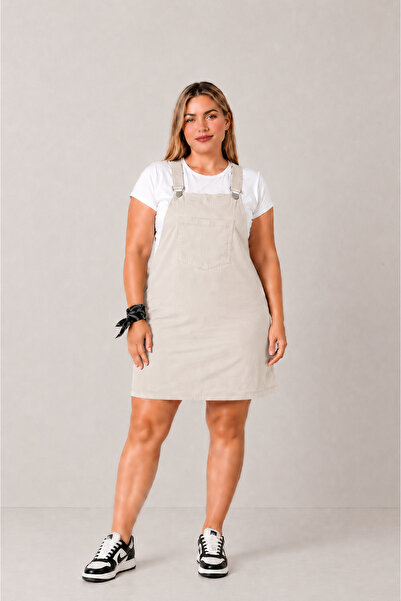 FREYA MODA Plus Size Salopet Gabardine Dress