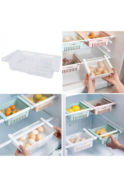 Z Store Coș de depozitare extensibil pentru frigider, din plastic alb, 19.5x1...