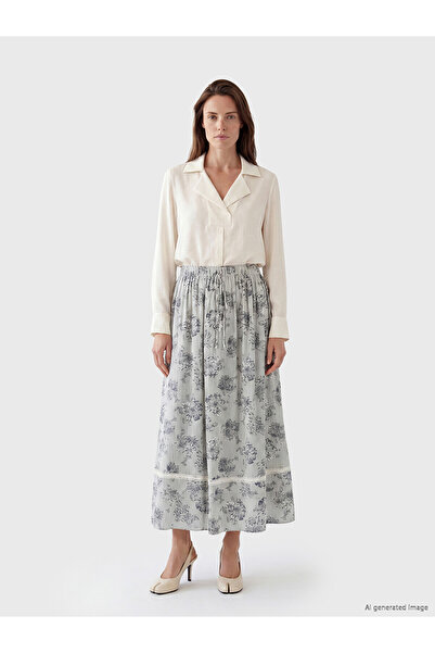 LC Waikiki Özmarka New Season Elastic Waist Floral Pleated Skirt