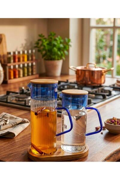 Buğra Home 2'Lİ STANDLI BOROSİLİKAT CAM SÜRAHİ-1500ML-1000ML-