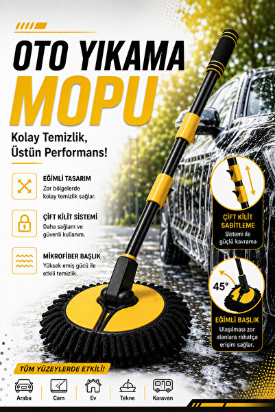 Manosta Mop pentru spălarea mașinilor din microfibră cu mâner telescopic, per...