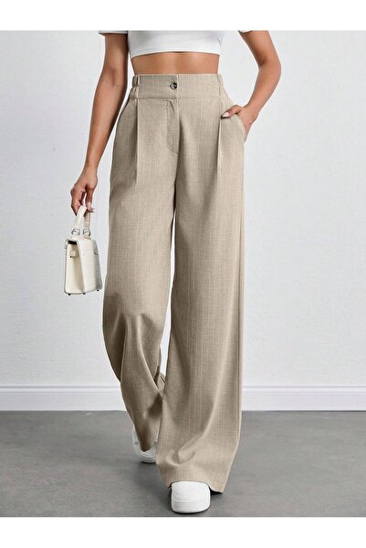 tuzu moda KADIN PANTOLON ÇİZLİGİLİ POLİVİSKON PANTOLON PALAZZO PANTOLON ARKA ...