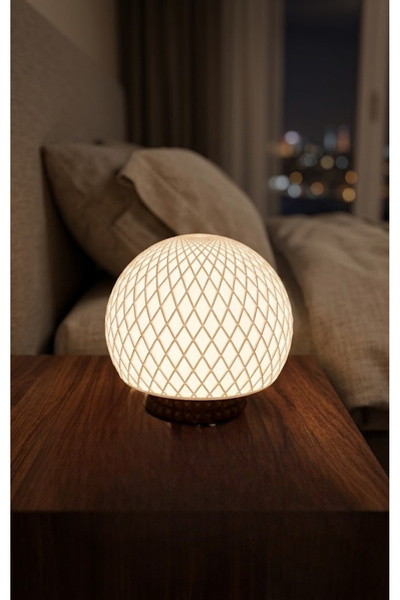 J&K Dizayn Geometrik Baklava Desenli Mini Gece Lambası - Led Mumlu Küre Başuc...